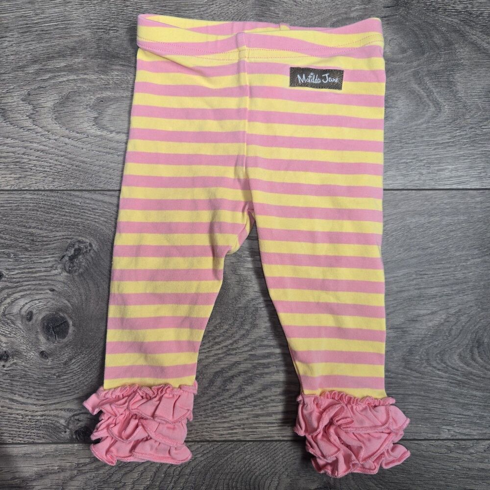 Matilda Jane Busy Bee Leggings The Adventure Begins Pink Yellow Ruffle 6-12M
